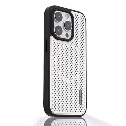 Umiup Magnetische Schutzhülle für iPhone 15 Pro Max/15 Pro/15 Plus/15, Wärmeableitung, Handyhülle mit Objektivschutz, unterstützt kabelloses Laden, schlanke Abdeckung, Weiß, 15 Pro von Umiup