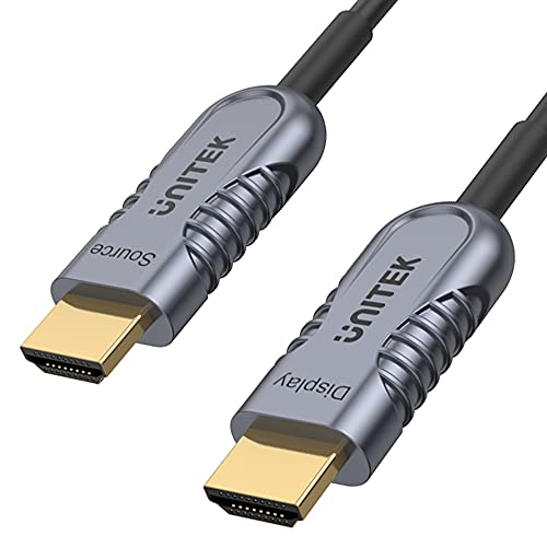 UnITEK Human friendly Glasfaser Kabel 100 M HDMI 2.1 AOC 8K 120Hz (Unterstützung PS5 4K @120Hz) Unterstützt Technologien: QMS Qucik Media Switching, Dolby TrueHD, QFT, QMS, ALLM, eARC, EDID, DSC von UnITEK Human friendly