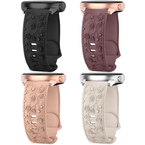 Unbeinst 4 Stück Floral Gravierte Armband Kompatibel Mit Samsung Galaxy Watch 6 5 4 40mm 44mm, 6/4 Classic 43mm 47mm 42mm 46mm, 5 Pro/3 41mm/45mm, 20mm Silikon Armbänder für Damen Unbeinst 4 Stück Floral Gravierte Armband Kompatibel Mit Samsung Galaxy Watch 6 5 4 40mm 44mm, 6/4 Classic 43mm 47mm 42mm 46mm, 5 Pro/3 41mm/45mm, 20mm Silikon Armbänder für Damen von Unbeinst