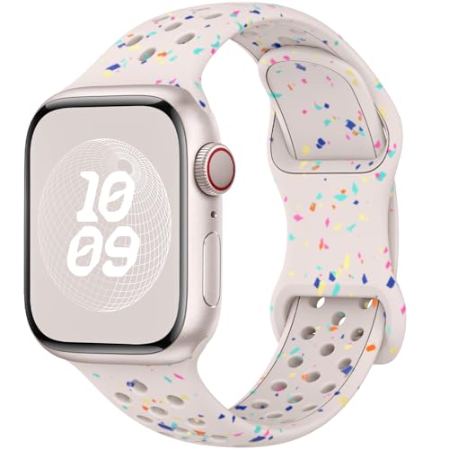 Unbeinst Sport Armband Kompatibel mit Apple Watch Armband 45mm 41mm 40mm 44mm 49mm 42mm 38mm,Weiche Silikon Band Ersatz Armband für iWatch SE Ultra/Ultra 2,Series 9 8 7 6 5 4 3 2 1 für Damen Herren von Unbeinst