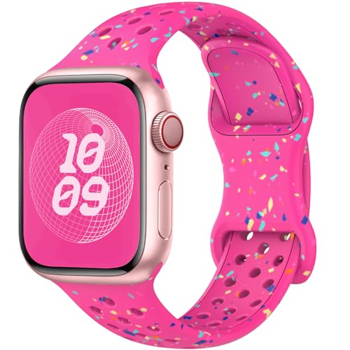 Unbeinst Sport Armband Kompatibel mit Apple Watch Armband 45mm 41mm 40mm 44mm 49mm 42mm 38mm,Weiche Silikon Band Ersatz Armband für iWatch SE Ultra/Ultra 2,Series 9 8 7 6 5 4 3 2 1 für Damen Herren von Unbeinst