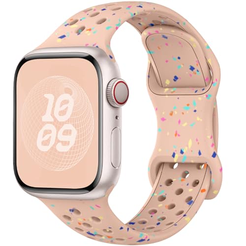 Unbeinst Sport Armband Kompatibel mit Apple Watch Armband 45mm 41mm 40mm 44mm 49mm 42mm 38mm,Weiche Silikon Band Ersatz Armband für iWatch SE Ultra/Ultra 2,Series 9 8 7 6 5 4 3 2 1 für Damen Herren von Unbeinst