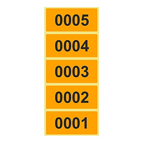 1.000 Etiketten/Aufkleber auf Rolle - LEUCHTORANGE - fortlaufend nummeriert - 56 x 25 mm von Unbekannt