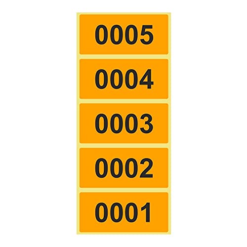 1.000 Etiketten/Aufkleber auf Rolle - LEUCHTORANGE - fortlaufend nummeriert - 56 x 25 mm von Unbekannt