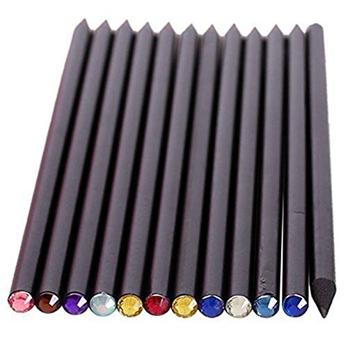 12-teiliges Set Bleistift HB Diamant Bleistift Schreibwaren Zeichnung bietet lustige Bleistifte Linde für Schule Büro Schule Schwarz von Unbekannt