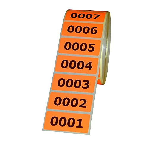 2.000 Etiketten/Aufkleber auf Rolle - LEUCHTROT - fortlaufend nummeriert - 56 x 25 mm von Unbekannt