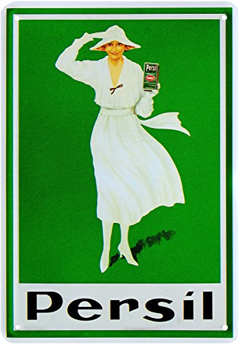 Blechpostkarte PERSIL WASCHMITTEL DAME IN WEISS 10x14cm Blechkarte PKM 79 von Unbekannt