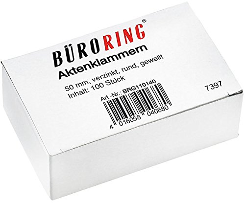 Büroring Aktenklammern 50mm/100 verzinkt gewellt rund von Unbekannt