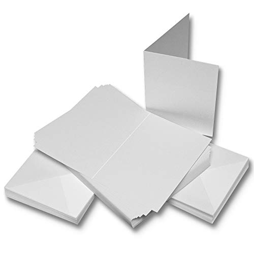 Craft UK 2381 Leinen-Karten mit Umschlag, 12,7 x 12,7 cm, Weiß, Leinen, 300 g/m², 50 Stück 5x5 von Craft UK Limited