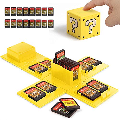 Etui Kompatibel Für Nintendo Switch - Passend für bis zu 16 Nintendo Switch Spiele Aufbewahrungssystem Spielkarten Organizer Reisebox Hartschalen Set mit16 Slots Inserts (Fragenblock Gelb) von Unbekannt
