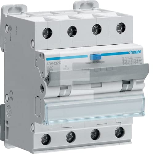 Fehlerstromschutzschalter 4P B 32A 0,03A Typ A 6kA RCBO ADM432C von Unbekannt