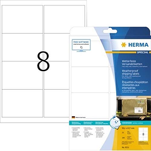 HERMA Folienetikett 8331 99,1x67,7mm weiß 200 St./Pack. von Unbekannt