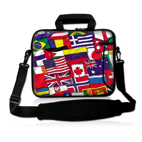 Laptop-Tasche für 38,1 cm (15 Zoll), Weltflagge, mit Schultergurt, Griff, Außentasche für 35,6 - 39,6 cm (14 - 15,6 Zoll) Laptops von Unbekannt