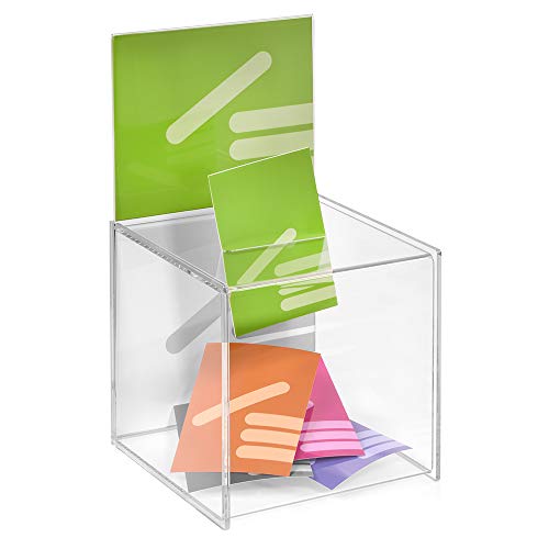 Losbox/Aktionsbox 210x210x210mm transparent, aus Acrylglas mit Plakathalter/Spendenbox/Einwurfbox/Gewinnspielbox/Wahlurne/Acryl von Unbekannt