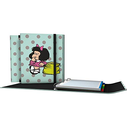 Mafalda 88212610 Coleccion Mafalda Ordner mit 4 Ringen und Nachfüllpapier, A4, mehrfarbig von Mafalda