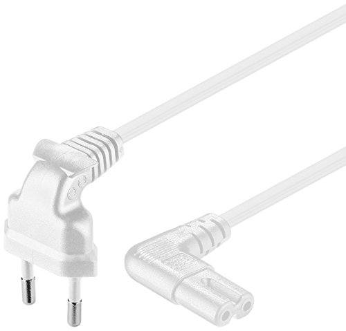 Netzkabel Eurostecker 90° Kabel weiß 2,0 Meter (2 Stück) von Unbekannt