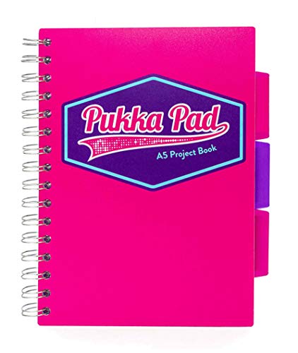 Pukka Pad Vision 8611 Projektbuch, A5, perforiert, liniert, 3 Trennblätter, 80 g/m², 250 Seiten, Pink von Unbekannt