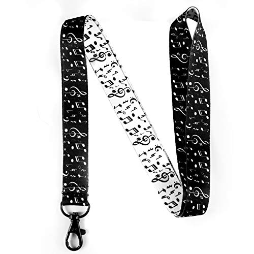 EASTEX Musik-Schlüsselband mit Metallverschluss, Wendbar Schwarz/Weiß, Geblümt, Polyester, Modern, für Schlüssel, Ausweis, Pfeife, Reisepass, Namensschild, Studenten, Musiker EASTEX Musik-Schlüsselband mit Metallverschluss, Wendbar Schwarz/Weiß, Geblümt, Polyester, Modern, für Schlüssel, Ausweis, Pfeife, Reisepass, Namensschild, Studenten, Musiker von EASTEX