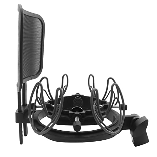 Suuntok Mikrofon-Stoßdämpfer-Set, kompatibel mit allen Mikrofonen mit einer Größe von 21–62 mm, inkl. Universal-Mikrofonspinne und Pop-Filter schwarz von Unbekannt