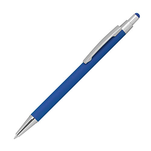Touchpen Kugelschreiber aus Metall / gummiert / Farbe: blau von Unbekannt