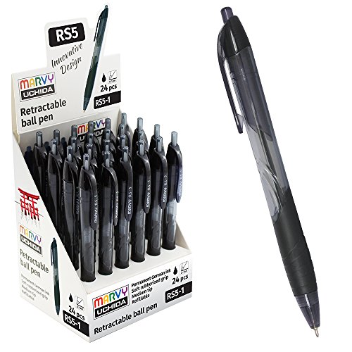 Uchida RS5-1 Marvy Retractable Ball Point Pen 0.5 mm, box of 24 Stück, schwarz ink von Unbekannt