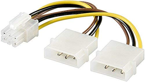 Unbekannt 6 poliges Grafikkarten-Stromkabel Adapter Strom Kabel PCIe PCI-E PCI Express PEG (2X PC-Stromkabe) von Unbekannt