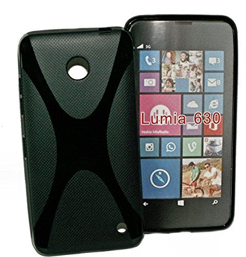 Unbekannt Design X-Rubber Silikon TPU hülle kompatibel mit Nokia Lumia 630 - Cover case Schutzhülle in Schwarz # Unbekannt Design X-Rubber Silikon TPU hülle kompatibel mit Nokia Lumia 630 - Cover case Schutzhülle in Schwarz # von Unbekannt