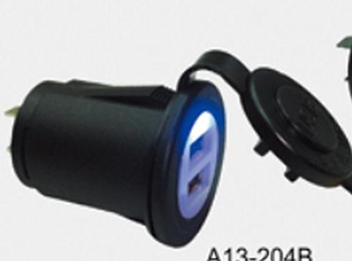 Unbekannt USB Buchse für Frontpanel Montage mit LED rund 12-24V Eingang 2X USB Port von Unbekannt