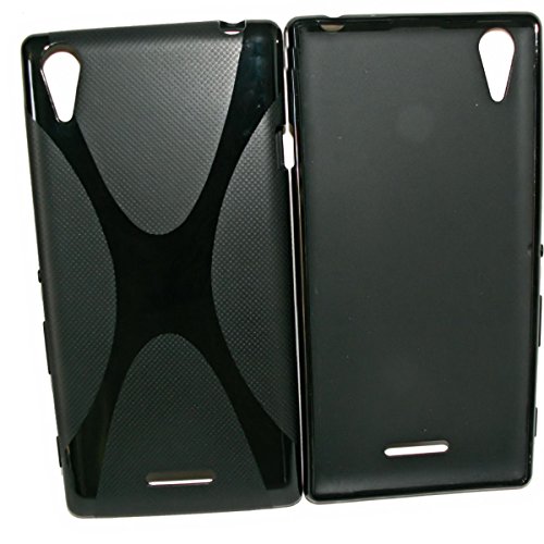Unbekannt X-Rubber Design Silikon TPU Hülle Plus Displayschutzfolie kompatibel mit Sony Xperia T3 Style – Cover Case Schutzhülle Bumper in Schwarz von Unbekannt