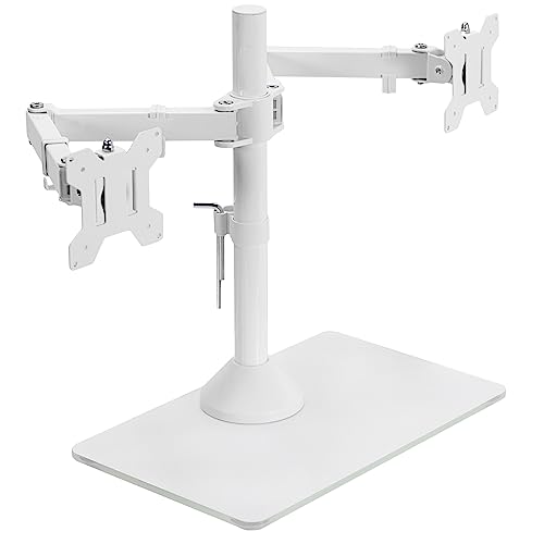 VIVO Freistehender Dual-Monitorständer mit schlankem Glasboden und verstellbaren Armen, für 2 Bildschirme bis zu 81,3 cm und je 10 kg, Weiß, STAND-V002FGW VIVO Freistehender Dual-Monitorständer mit schlankem Glasboden und verstellbaren Armen, für 2 Bildschirme bis zu 81,3 cm und je 10 kg, Weiß, STAND-V002FGW von VIVO