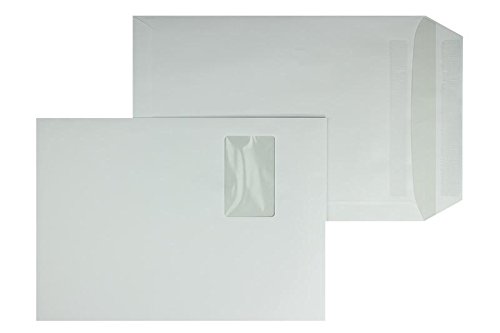 Versandtasche DIN C4, selbstklebend, weiß, mit Fenster (45 x 90 mm), Packung: 25 Stück von Unbekannt