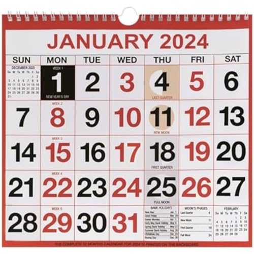 Kalender 2024, Spiralbindung, Monatsansicht, 249 x 231 mm von Unbranded
