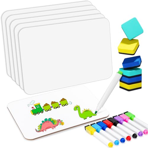 6 Packs Dry Erase Board A4-9" x 12" kleine doppelseitige weiße Tafel mit 6 trockenen Radiergummis & 8 farbigen Markern Mini Whiteboard für Studenten Kinder Klassenzimmer Büro CP08MX1 von Uncle Paul
