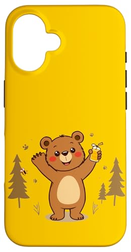 Happy Bear - Süßer Cartoon-Bär mit Honig und Bienen Hülle für iPhone 16 Happy Bear - Süßer Cartoon-Bär mit Honig und Bienen Hülle für iPhone 16 von Unconventional Celebrations