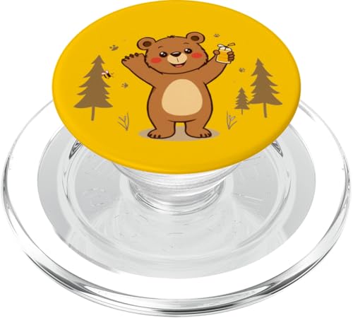 Happy Bear - Süßer Cartoon-Bär mit Honig und Bienen PopSockets PopGrip für MagSafe Happy Bear - Süßer Cartoon-Bär mit Honig und Bienen PopSockets PopGrip für MagSafe von Unconventional Celebrations