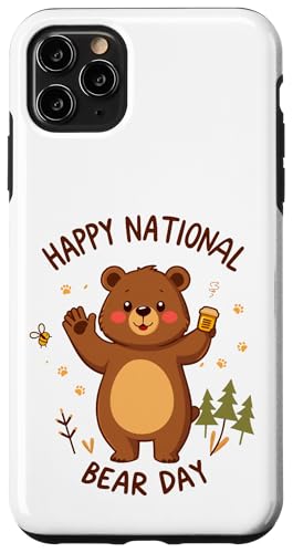 Happy National Bear Day Niedlicher Cartoon-Bär mit Honig und Biene Hülle für iPhone 11 Pro Max Happy National Bear Day Niedlicher Cartoon-Bär mit Honig und Biene Hülle für iPhone 11 Pro Max von Unconventional Celebrations