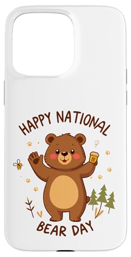 Happy National Bear Day Niedlicher Cartoon-Bär mit Honig und Biene Hülle für iPhone 15 Pro Max Happy National Bear Day Niedlicher Cartoon-Bär mit Honig und Biene Hülle für iPhone 15 Pro Max von Unconventional Celebrations