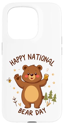 Happy National Bear Day Niedlicher Cartoon-Bär mit Honig und Biene Hülle für iPhone 15 Pro Happy National Bear Day Niedlicher Cartoon-Bär mit Honig und Biene Hülle für iPhone 15 Pro von Unconventional Celebrations