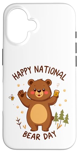 Happy National Bear Day Niedlicher Cartoon-Bär mit Honig und Biene Hülle für iPhone 16 Happy National Bear Day Niedlicher Cartoon-Bär mit Honig und Biene Hülle für iPhone 16 von Unconventional Celebrations