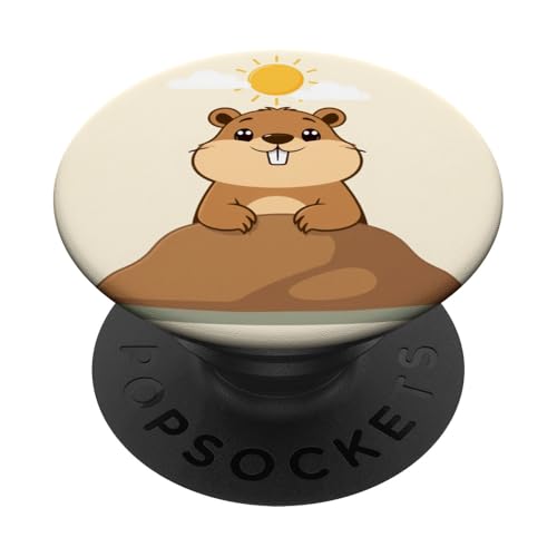 Niedliche Murmeltier-Illustration - Frühling oder mehr Winter? PopSockets Klebender PopGrip Niedliche Murmeltier-Illustration - Frühling oder mehr Winter? PopSockets Klebender PopGrip von Unconventional Celebrations