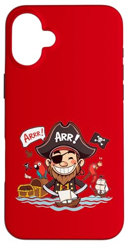 Piratenkapitän Cartoon Hülle für iPhone 16 Plus von Unconventional Celebrations