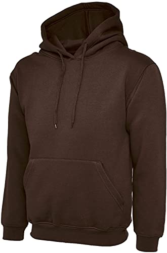 Uneek Herren-Kapuzenpullover, klassisch, einfarbig, in 22 Farben erhältlich, braun, L von Uneek clothing