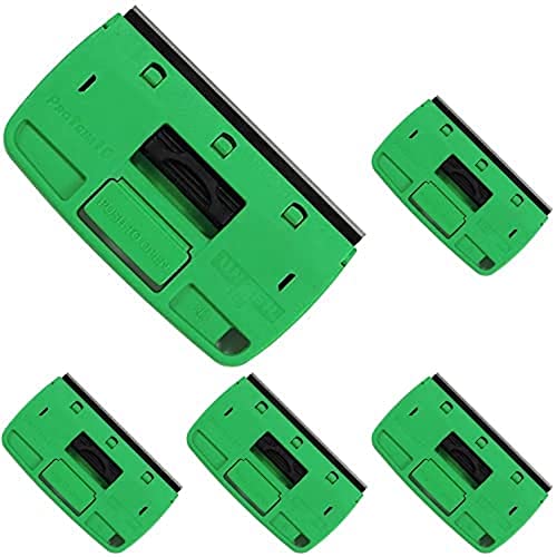 UNGER Glasschaber ProTrim 10 (für Glasflächen, Fensterschaber mit Klingenschutz, Klingenwechsel per Knopfdruck, klein und handlich) TX100, 5er Pack von Unger