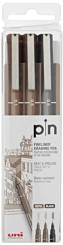 UNI FINELINER DRAWING PEN SET 3 (Schwarz 0,5 + Schlitze 0,1 und 0,5) von Uni-Ball