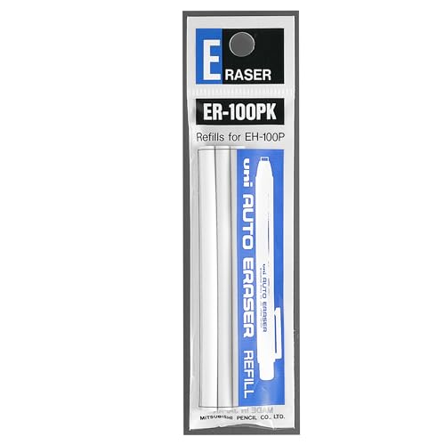 Uni-Ball ER100PK Druckbleistift-Radiergummi-Nachfüllung für EH100P – Weiß – 1 Packung mit 3 Nachfüllungen von Uni-Ball