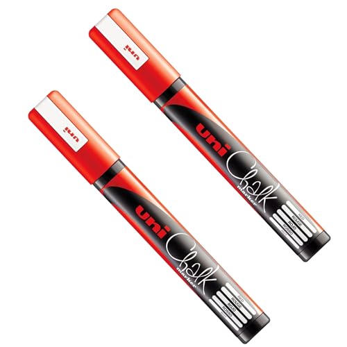 Uni PWE-5M Flüssigkreide-Marker – Whiteboard Tafel Kreidetafel – nicht permanent – Rot – 2 Stück von Uni-Ball
