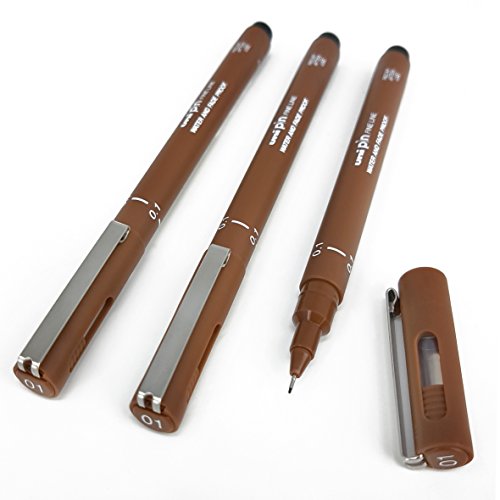 Uni Pin Fineliner Zeichenstift – sepiafarben – 0,1 mm – 6 Stück von Uni Pin
