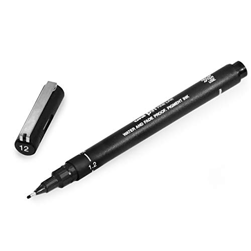 Uni Pin Fineliner Zeichenstift, schwarze Tinte, 1,2 mm Spitze, 1 Stück von Uni Pin