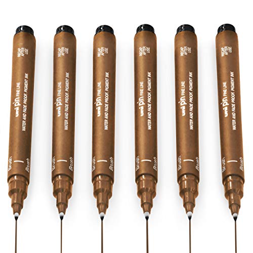 Uni Pin Fineliner Zeichenstift, Sepia-Tinte, Pinselspitze, 6 Stück Uni Pin Fineliner Zeichenstift, Sepia-Tinte, Pinselspitze, 6 Stück von Uni Pin