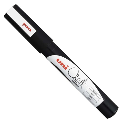 uni-ball 186199 - Fenster- & Kreidemarker UNI CHALK PWE-3MS 0,9-1,3 mm Rundspitze, schwarz von Uni-Ball